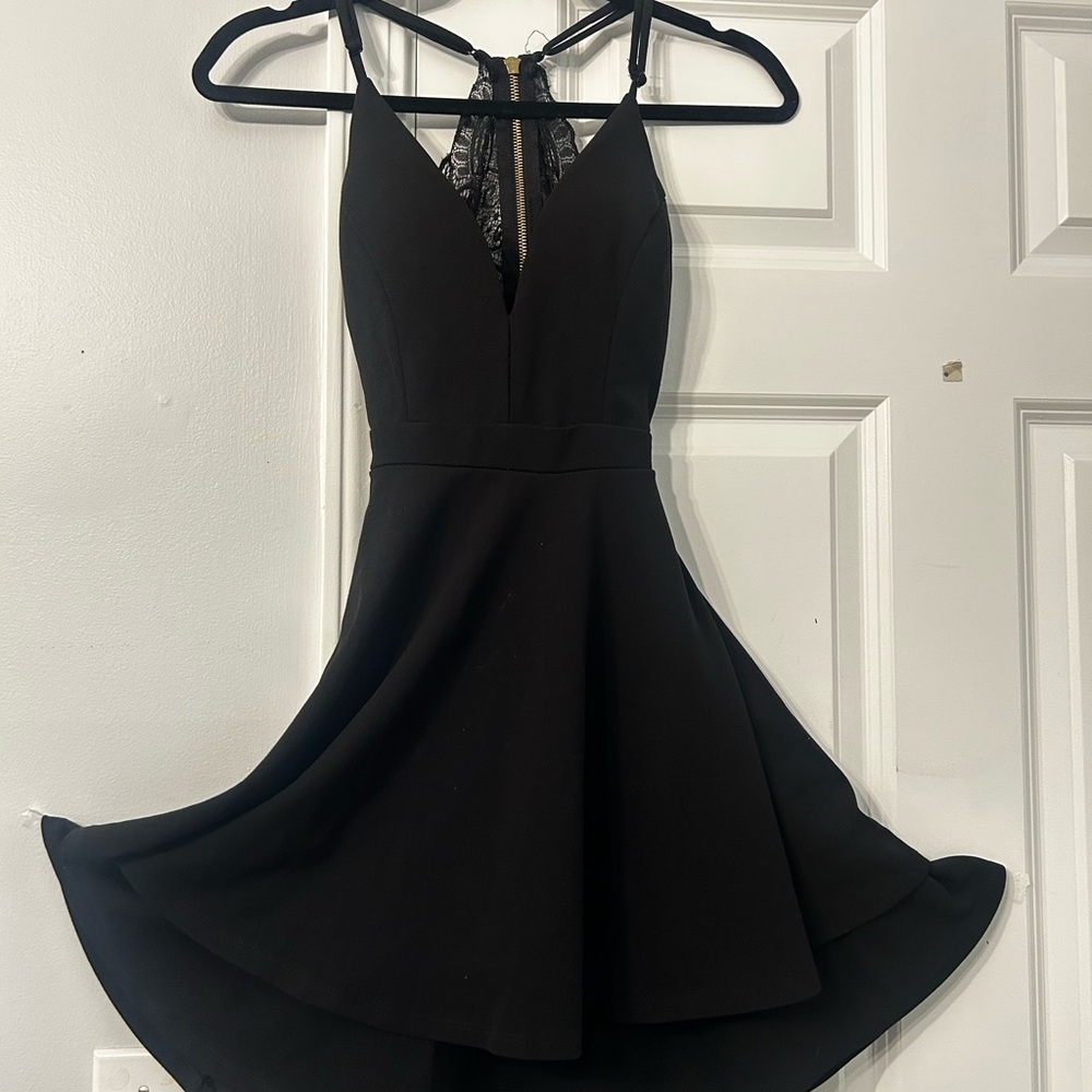Black Lace-Back A-Line Dress - Women